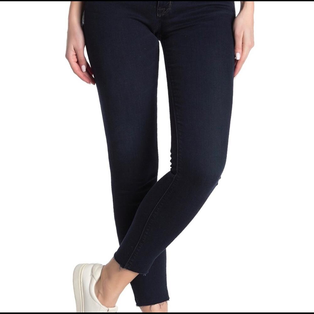 Hudson Natalie Mid Rise  Skinny Jeans Blue Size 24 Raw Hem NWT‎